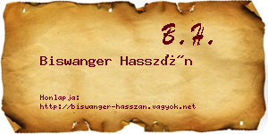 Biswanger Hasszán névjegykártya